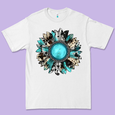 Western Sunflower Gemstone Premium Tee Designed By Jahusdesignshop