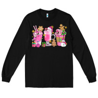 Black Pink Christmas Coffee Cups Bbs Long Sleeve Tee - BundleAndBundleShop