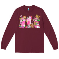Burgundy Pink Christmas Coffee Cups Bbs Long Sleeve Tee - BundleAndBundleShop