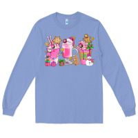 Colony Blue Pink Christmas Coffee Cups Bbs Long Sleeve Tee - BundleAndBundleShop