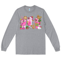 Heather Grey Pink Christmas Coffee Cups Bbs Long Sleeve Tee - BundleAndBundleShop