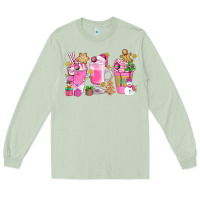 Matcha Pink Christmas Coffee Cups Bbs Long Sleeve Tee - BundleAndBundleShop