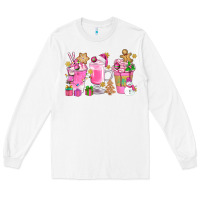 White Pink Christmas Coffee Cups Bbs Long Sleeve Tee - BundleAndBundleShop