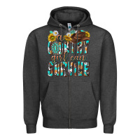 Charcoal Heather Western a Country Girl Can Survive Zipper Hoodie - texasbilliewilder