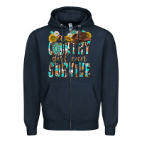 Navy Western a Country Girl Can Survive Zipper Hoodie - texasbilliewilder