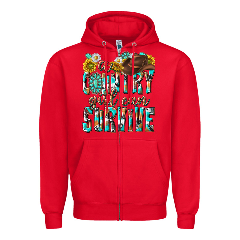Western A Country Girl Can Survive Zipper Hoodie by texasbilliewilder | Teevron