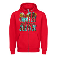 Red Western a Country Girl Can Survive Zipper Hoodie - texasbilliewilder