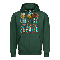 Sports Green Western a Country Girl Can Survive Zipper Hoodie - texasbilliewilder