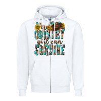 White Western a Country Girl Can Survive Zipper Hoodie - texasbilliewilder