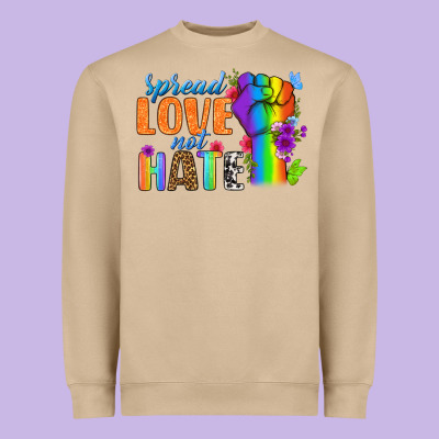 Spread Love Not Hate Heavyweight Sweatshirt Designed By Bundleandbundleshop