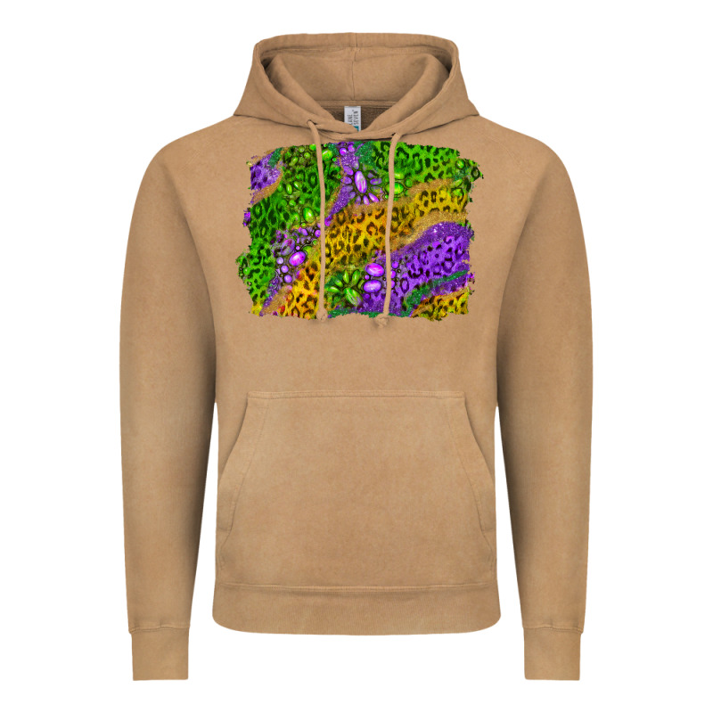 Mardi Gras Leopard Gemstone Background Vintage Hoodie by RanaPortraitStore | Teevron