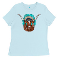 Baby Blue texas longhorn indian headdress Ladies Tee - JahusDesignShop