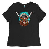Black texas longhorn indian headdress Ladies Tee - JahusDesignShop