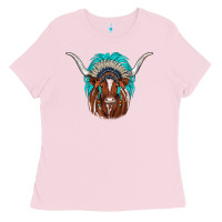 Bubblegum Pink texas longhorn indian headdress Ladies Tee - JahusDesignShop