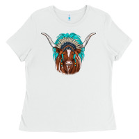 White texas longhorn indian headdress Ladies Tee - JahusDesignShop