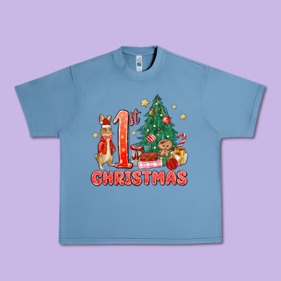Red Christmas Bunny 1st Christmas Urban Heavy Tee Designed By Maliassmallbusiness