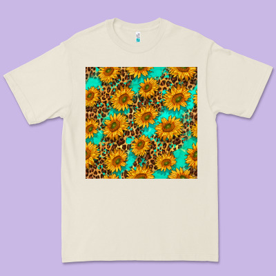 Sunflowers And Leopard Western Seamless Pattern Premium Tee Designed By Bundleandbundleshop