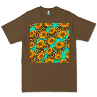 Cacao sunflowers and leopard western seamless pattern Premium Tee - BundleAndBundleShop