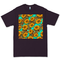 Plum sunflowers and leopard western seamless pattern Premium Tee - BundleAndBundleShop