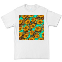 White sunflowers and leopard western seamless pattern Premium Tee - BundleAndBundleShop
