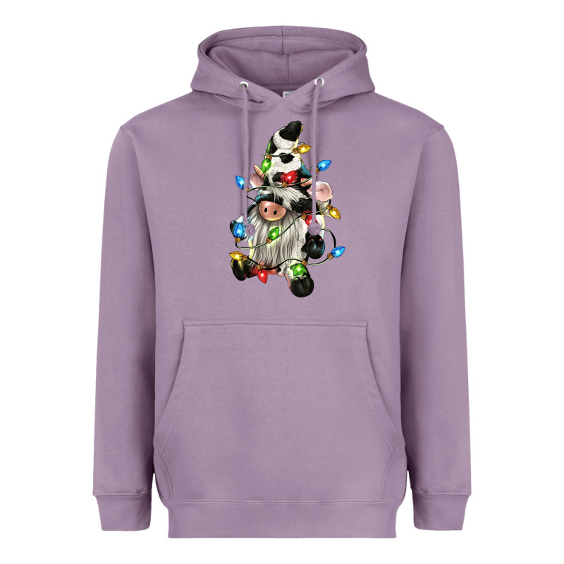 Christmas Cow Gnome Heavyweight Hoodie by CowGirlArtShop | Teevron