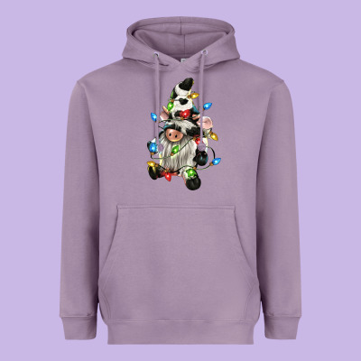 Christmas Cow Gnome Heavyweight Hoodie Designed By Cowgirlartshop