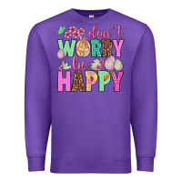 Purple Don't worry be happy Easter Day Premium Sweatshirt - HowdyJamesFarm