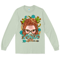 Matcha Western Rodeo Girl Braid Red Hair Long Sleeve Tee - BundleAndBundleShop