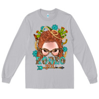 Moon Dust Western Rodeo Girl Braid Red Hair Long Sleeve Tee - BundleAndBundleShop