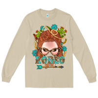 Mushroom Western Rodeo Girl Braid Red Hair Long Sleeve Tee - BundleAndBundleShop