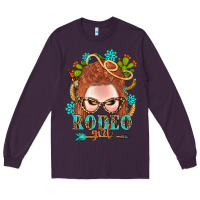 Plum Western Rodeo Girl Braid Red Hair Long Sleeve Tee - BundleAndBundleShop
