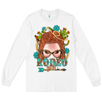 White Western Rodeo Girl Braid Red Hair Long Sleeve Tee - BundleAndBundleShop