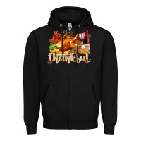 Black Thankful with Turkey Zipper Hoodie - texasbilliewilder