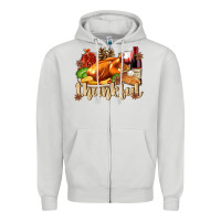 Dove Grey Thankful with Turkey Zipper Hoodie - texasbilliewilder