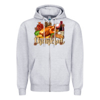 Heather Grey Thankful with Turkey Zipper Hoodie - texasbilliewilder