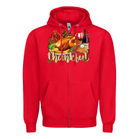 Red Thankful with Turkey Zipper Hoodie - texasbilliewilder