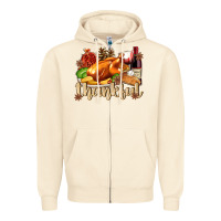 Sandshell Thankful with Turkey Zipper Hoodie - texasbilliewilder
