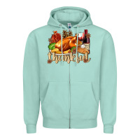 Thankful With Turkey Zipper Hoodie | Teevron