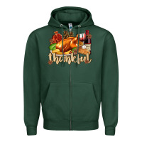 Sports Green Thankful with Turkey Zipper Hoodie - texasbilliewilder
