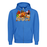 True Royal Thankful with Turkey Zipper Hoodie - texasbilliewilder