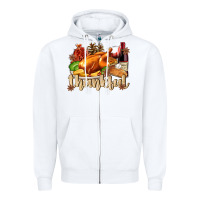 White Thankful with Turkey Zipper Hoodie - texasbilliewilder