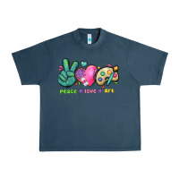 Midnight Navy peace love art Urban Heavy Tee - NancyCooperArtShop