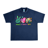 Navy peace love art Urban Heavy Tee - NancyCooperArtShop
