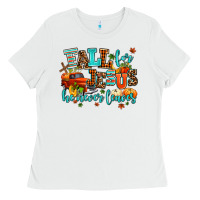 White fall for jesus he never leaves Ladies Tee - AdoDesignShop