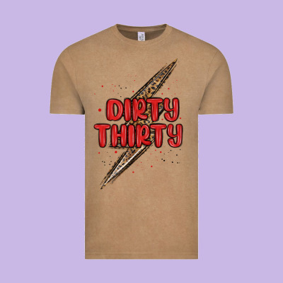 Dirty Thirty Lightning Bolt Vintage Tee Designed By Maliassmallbusiness