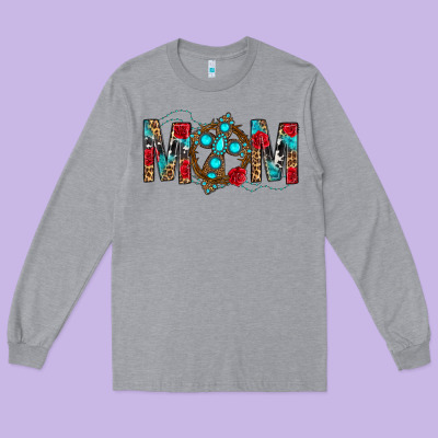 Western Mom With Cross Long Sleeve Tee Designed By Bundleandbundleshop