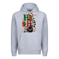 Heather Grey ho ho ho heifer cow gnomies Premium Hoodie - CowGirlArtShop