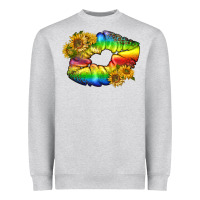 Heather Grey Lgbtq Pride Rainbow Lips Heavyweight Sweatshirt - BundleAndBundleShop