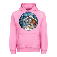 Fuchsia Pink Winter Farm Animals Urban Hoodie - FaDigitalArtStudio