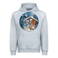 Heather Grey Winter Farm Animals Urban Hoodie - FaDigitalArtStudio